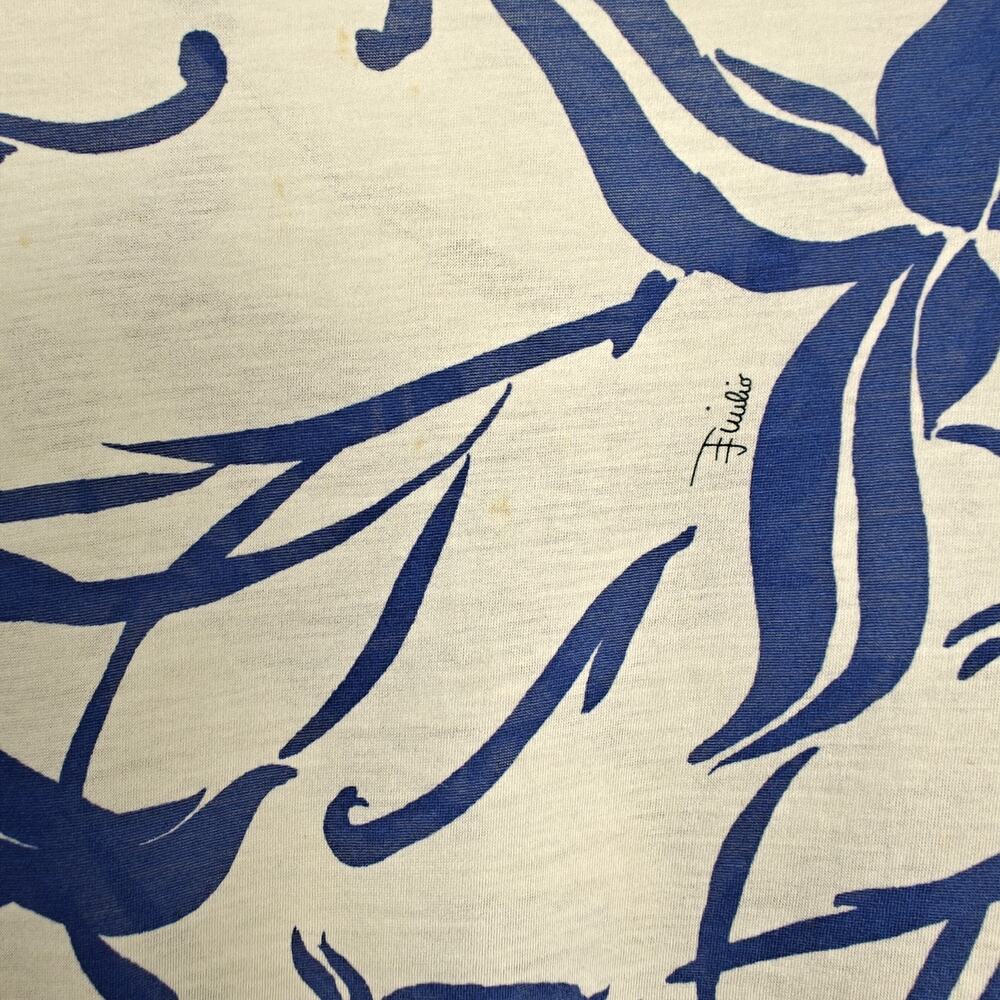 Emilio Pucci Cotton Silk Tunic Top Size 6 Blue Floral Long Sleeve Made in Italy - Picture 8 of 10